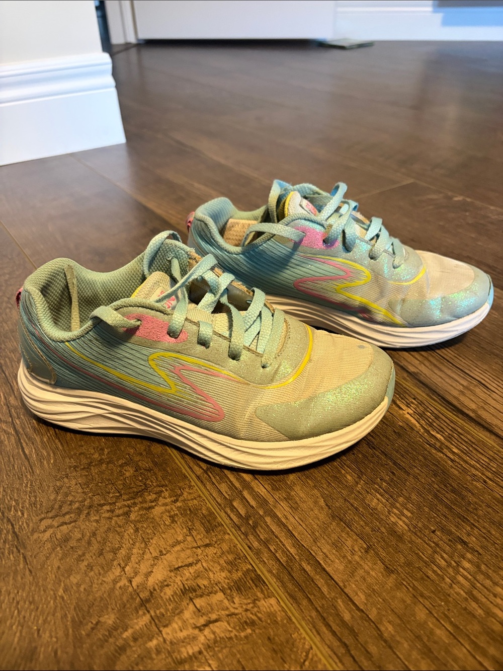 Kids Light Blue and Pastel Accent Running Shoes
